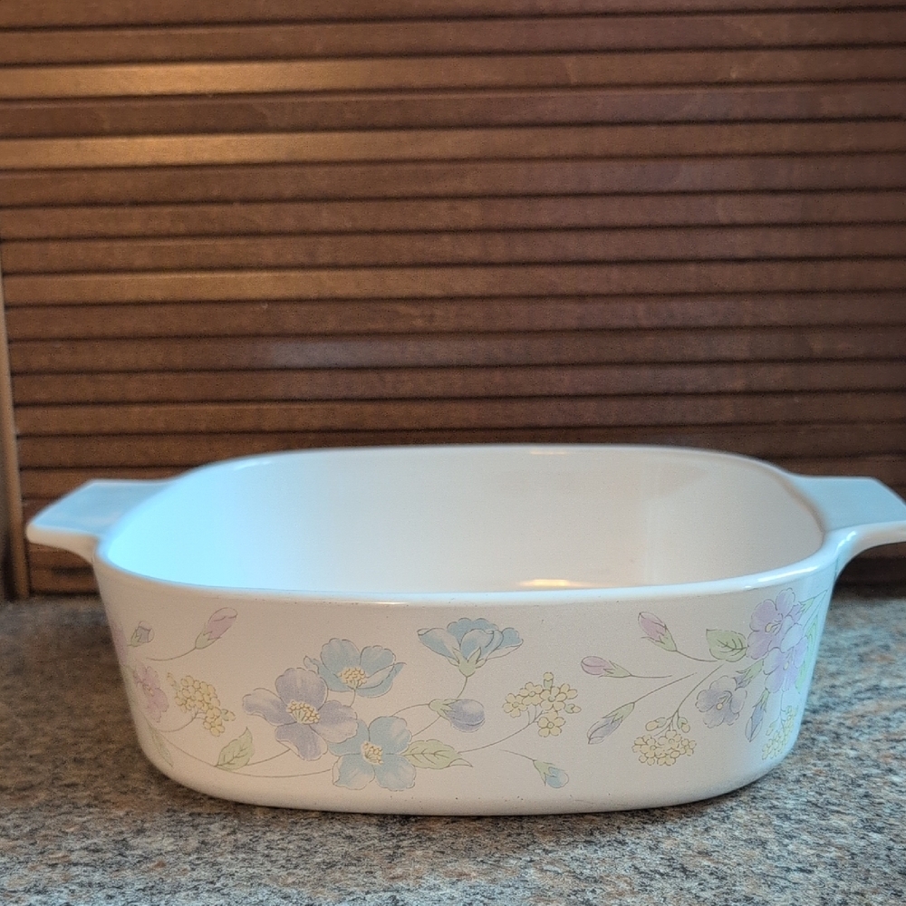 Vintage Corning Ware Pastel Bouquet 2 Quart Casserole Dish A-2-B